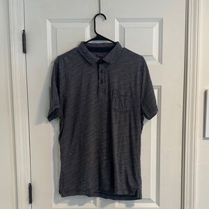 EUC MENS Wallin & Bros Blue White Stripe Casual Cotton Polo size L